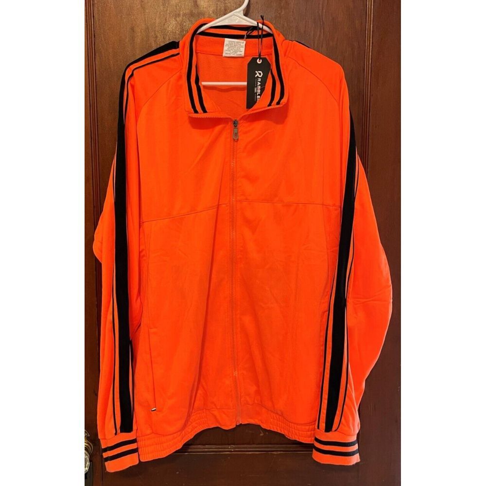 Men's Orange Rambler Brand Full Zip 100% Polyester Athletic Jacket Size 2xl NWT